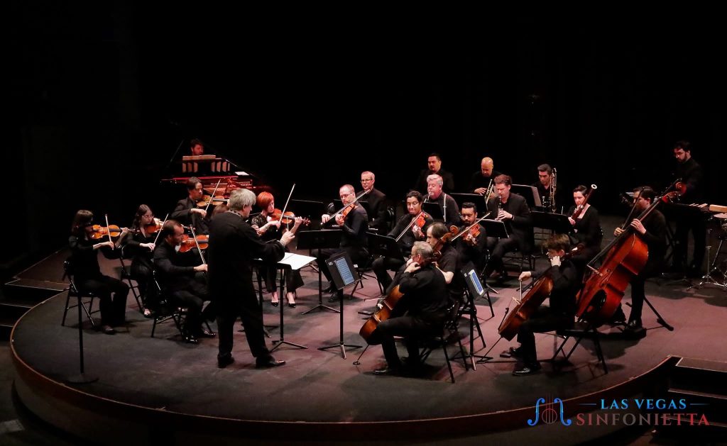 Las Vegas Sinfonietta orchestra performing with strings, winds and trombones