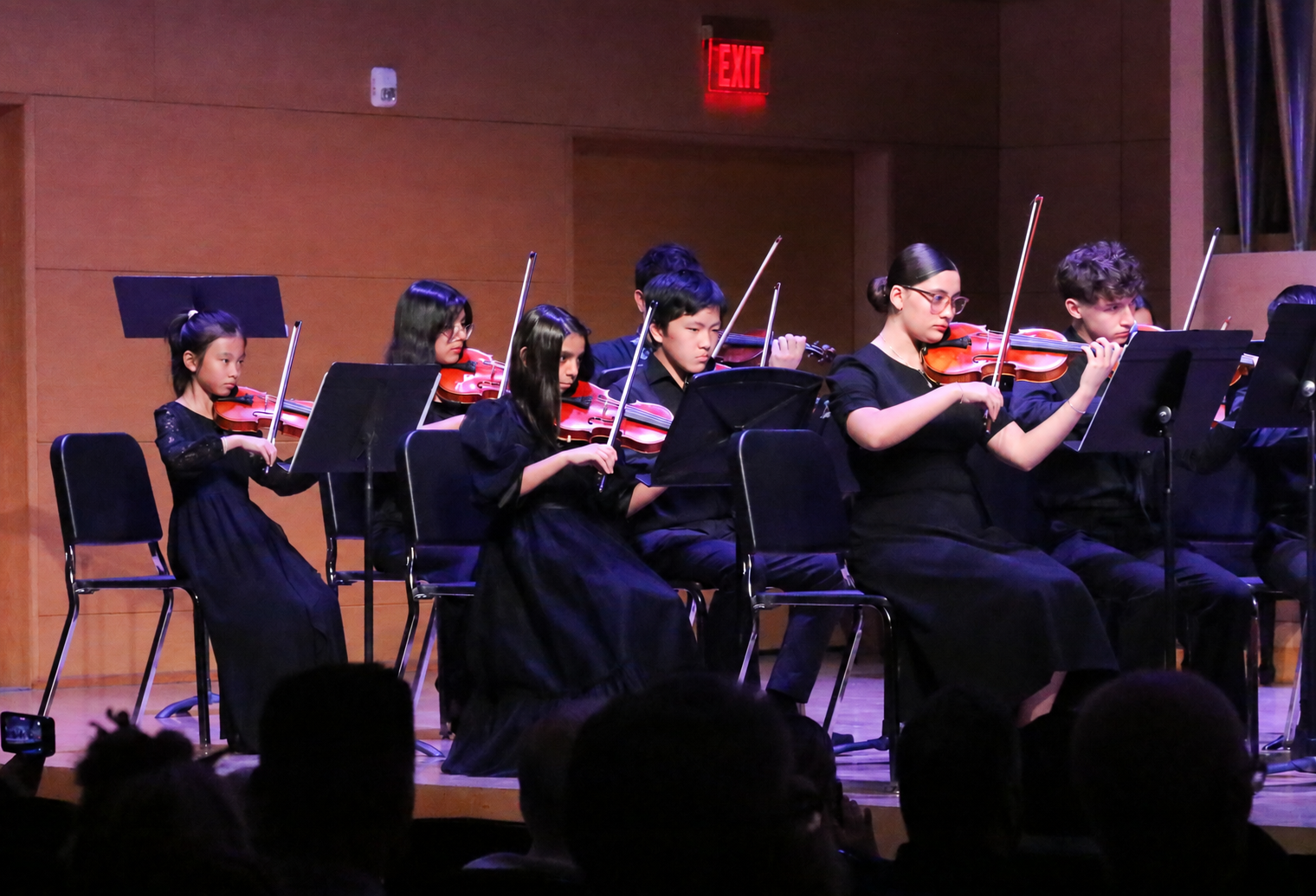 Las Vegas Sinfonietta Academy student string musicians performing on stage